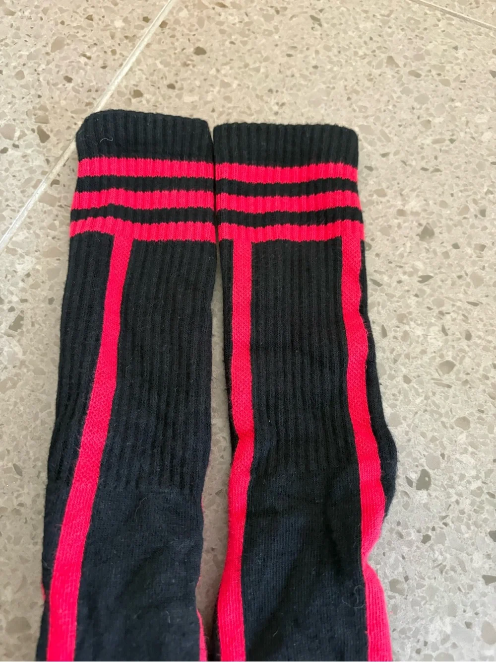 Mr. S Leather - Men's Black & Red Athletic Crew Socks